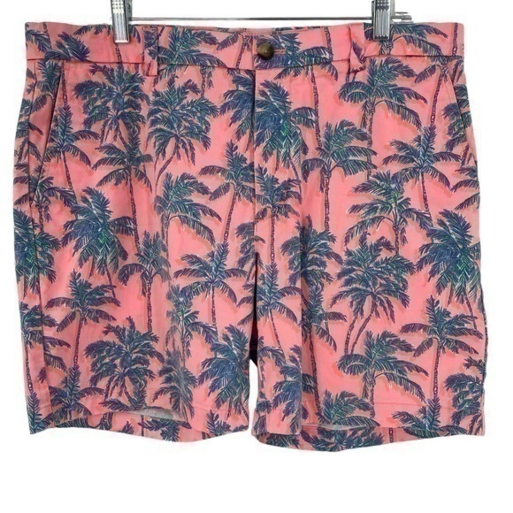 Vineyard Vines Breaker Pink Miami Shorts Palm Trees Size  35 Mens